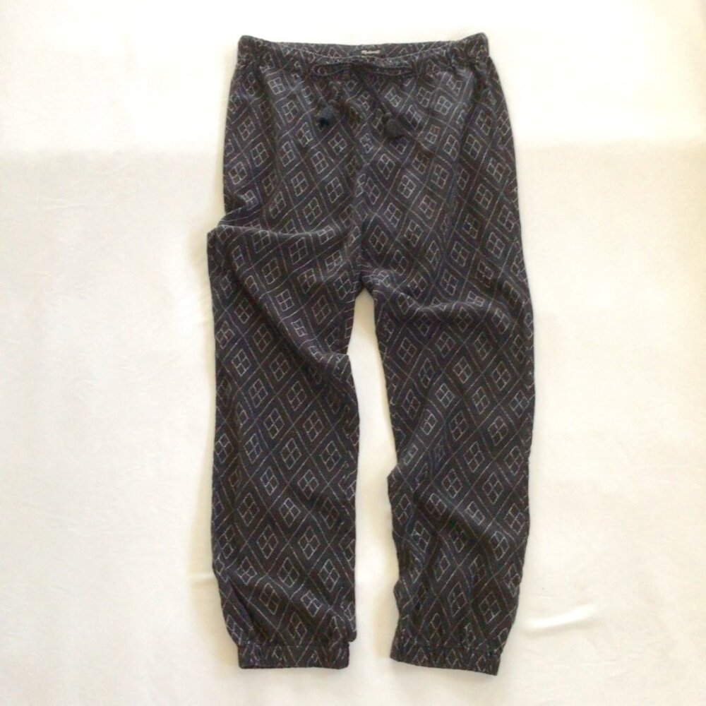 Madewell Linen Blend Joggers Black Patterned Sz XS